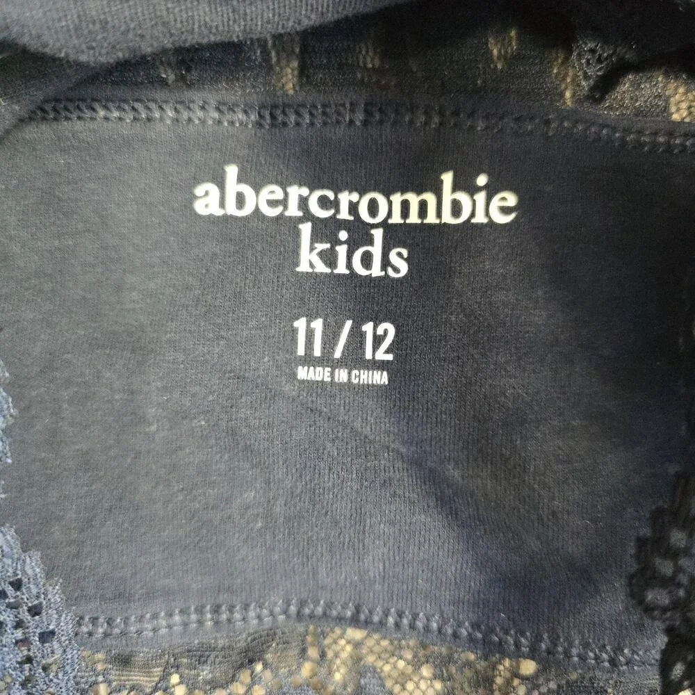 Abercrombie Kids Girls Navy Blue Floral Lace Racerback Bralette Size 11/12